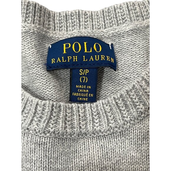 Polo Ralph Lauren Girls Knit Sweater New York City Embroidered Girl Gray Size 7 - Picture 3 of 8